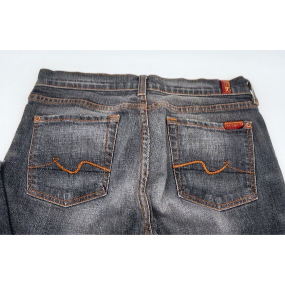 7 For All Mankind Jerome Dahan Bootcut Jeans Size 30 Womens Black Raw Hem - Picture 9 of 12